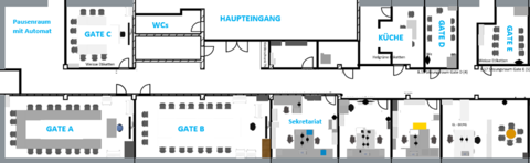 Pausenraum und Gebäude
